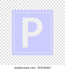 Parking sign illustration. Vector. Periwinkle icon on transparent background.