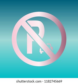 Parking sign illustration. Vector. Pink bronze gradient icon at turquoise gradient background.