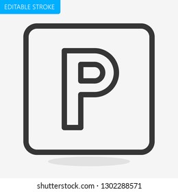Parking Sign Line Icon Editable Stroke Pixel Perfect Vector