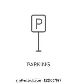 Parking sign linear icon. Modern outline Parking sign logo concept on white background from Traffic Signs collection. Suitable for use on web apps, mobile apps and print media.