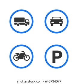 Parking sign. Motorcycle, car. Vector illustration isolated on a white background.