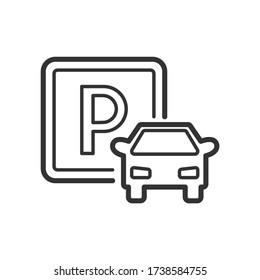 Icono de contorno del signo de estacionamiento. Ilustración vectorial.