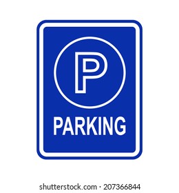 Parking sign outline on blue background