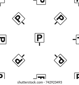 Parking sign pattern repeat seamless in black color for any design. Vector geometric illustration