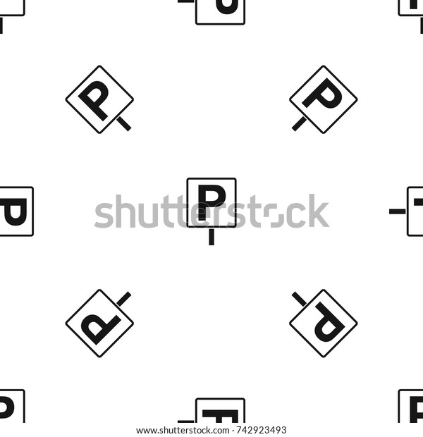 Parking sign pattern repeat\
seamless in black color for any design. Vector geometric\
illustration