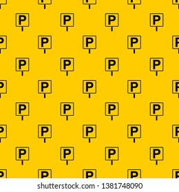 Parking sign pattern seamless vector repeat geometric yellow for any design