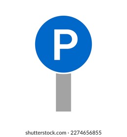 Cartel de estacionamiento y barra. Zona de aparcamiento. Vector.