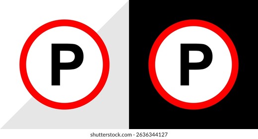 Parking Sign Red Circle 'P' Symbol Design