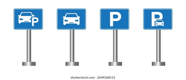 parking sign. Road sign parking. Parking place. Information sign indicates that parking vehicles is permitted on this section of the road. Park signal vector illustration