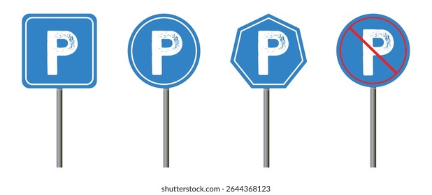parking sign. Road sign parking. Parking place. Information sign indicates that parking vehicles is permitted on this section of the road. Park signal vector illustration