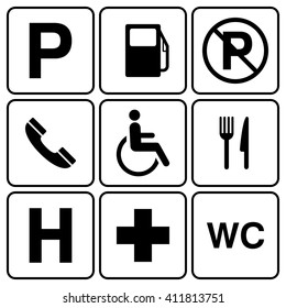 parking sign set. may be used to publicize of parking areas. isolated on white background. vector illustration