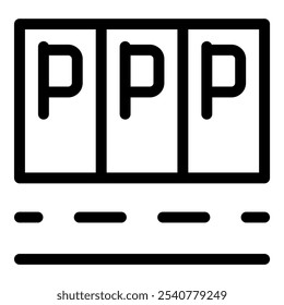 Cartel de estacionamiento que muestra tres lugares de estacionamiento vacíos, que indica la disponibilidad para los conductores