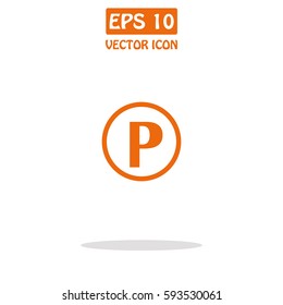 Parking Sign  Vector Icon.