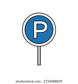 Parkschild-Vektorsymbol für erlaubtes Parken, Verkehrsregelung und Stadtnavigation