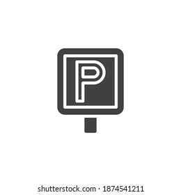 Parking sign vector icon. filled flat sign for mobile concept and web design. Parking glyph icon. Symbol, logo illustration. Vector graphics