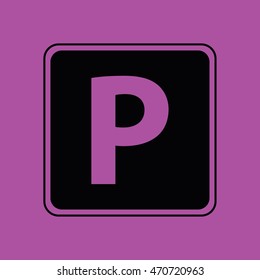 Parking sign vector icon. Purple background