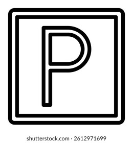 Parking Sign Vector Line Icon Design