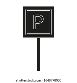 parking sign white background, icon vector