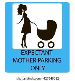 parking sign for women with children, EXPECTANT MOTHER PARKING ONLY, information icon