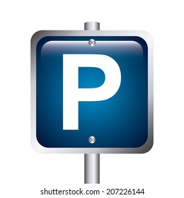 parking signal over white background vector illustration