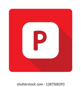  Parking signal red vector icon illustration