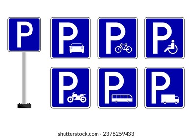 Parking signs on pack. Vector design.