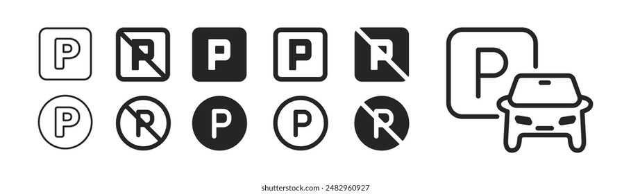 Parking signs. Set of car parking. Vector illustration.