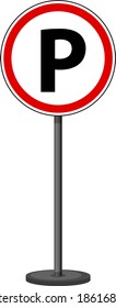 Parking signs with stand isolated on white background illustration