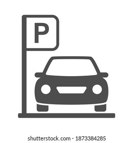 icono del vector de silueta de estacionamiento aislado en blanco. icono de estacionamiento de coches para web, aplicaciones móviles, diseño de ui e impresión