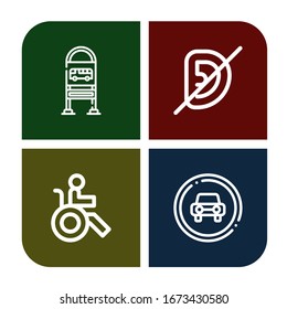 parking simple icons set. Contains such icons as Bus stop, Deaf, Disabled, Traffic sign, can be used for web, mobile and logo