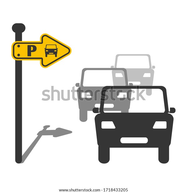 Parking sing car direction indicator vector\
illustration design