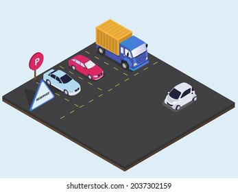 Parking space reserved for reserved visitor in the parking area. isometric vector concept