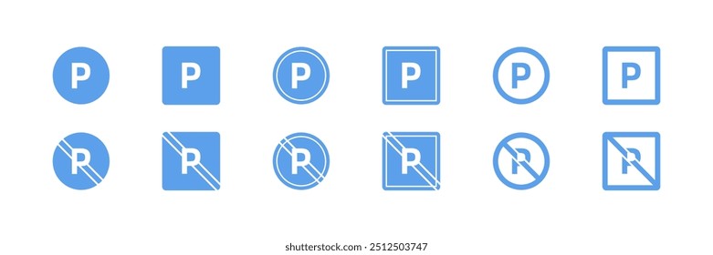 Parking space, sign icons collection. Flat style. Vector icons.
