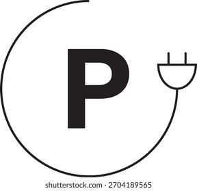 Parkplatz für elektrische Aufladung Symbol, Vektorgrafik