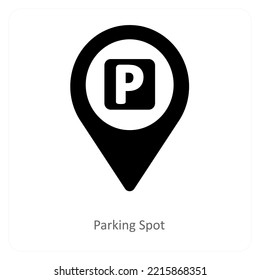 Parking Spot And Location Icon Concept