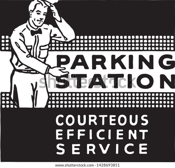 Parking\
Station - Retro Ad Art Banner for Car\
Valets