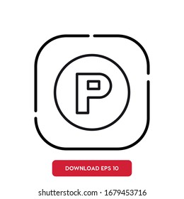 Parking symbol, Hostel outline vector icon. Modern, simple flat vector illustration for web site or mobile app