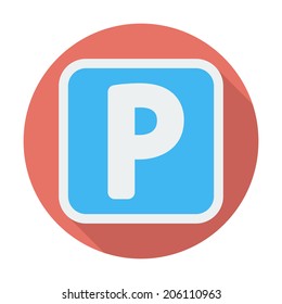 Parking symbol. Single flat color icon. Vector illustration.