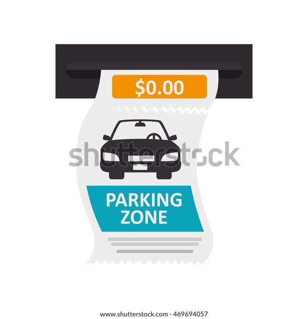 parking ticket auto zone paper pay money\
push card car vector isolated\
illustration