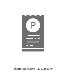 Icono gris de la entrada de estacionamiento. Aislado sobre fondo blanco