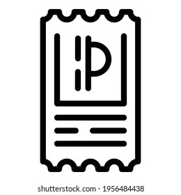 Parking ticket icon. Outline parking ticket vector icon for web design isolated on white background