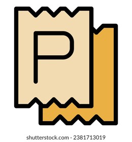 Parking ticket icon outline vector. Car park. Area zone color flat