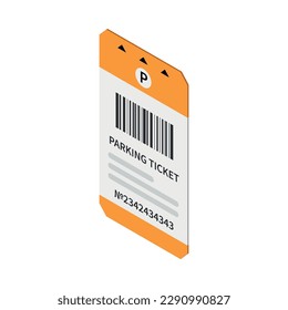 Parking ticket isometric icon on white background vector illustration