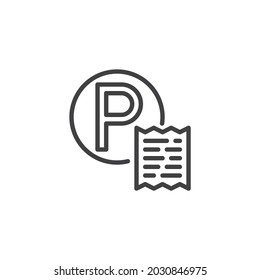 Parking ticket line icon. linear style sign for mobile concept and web design. Parking fee outline vector icon. Symbol, logo illustration. Vector graphics
