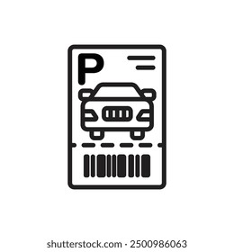 Ilustración vectorial de icono de contorno de ticket de estacionamiento