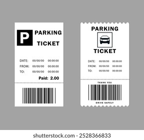 Ticket de estacionamiento, maqueta de Comprobante de estacionamiento para Web y App. Ilustración vectorial