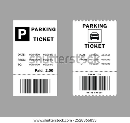 Parking Ticket, parking receipt mouck up for web and app. Vector illustration