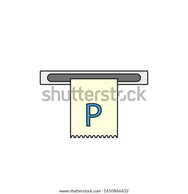 parking ticket white
background, icon
vector