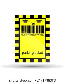 Parking ticket yellow and black on a white background. Vector illustration