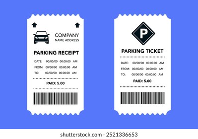 Bilhetes de estacionamento de máquinas de estacionamento. Rasgos de papel de tíquete de estacionamento